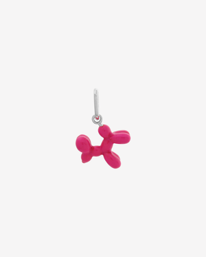 Balloon Dog Charm Electric Pink Enamel Silver