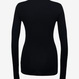The Merino Thumbhole Crewneck in Black - Side View
