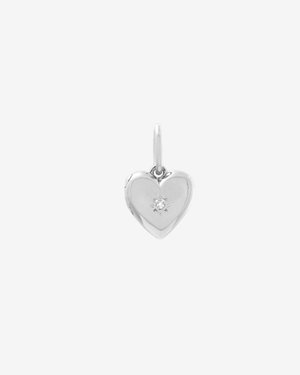 Heart Locket Charm Silver