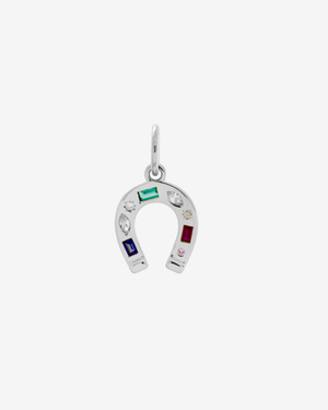 Horseshoe With Gems Charm Silver