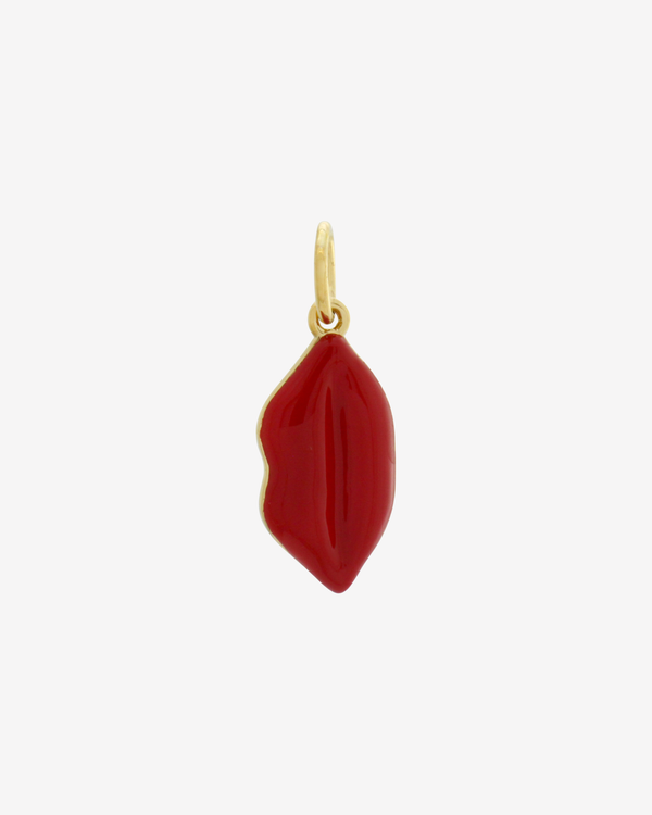 Şener Besim Lips Red Enamel Charm in gold plating, buildable collection