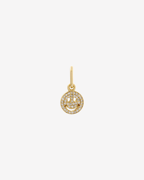 Şener Besim Smiley Face Charm in 14ct gold plating with lab-grown diamonds — Buildable Collection