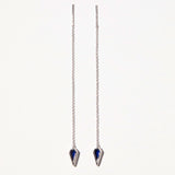 Spear Gem Thread Earrings - Silver & Blue Sapphire