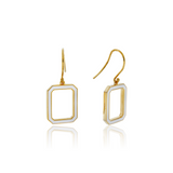 Tile Earrings White Enamel - Gold
