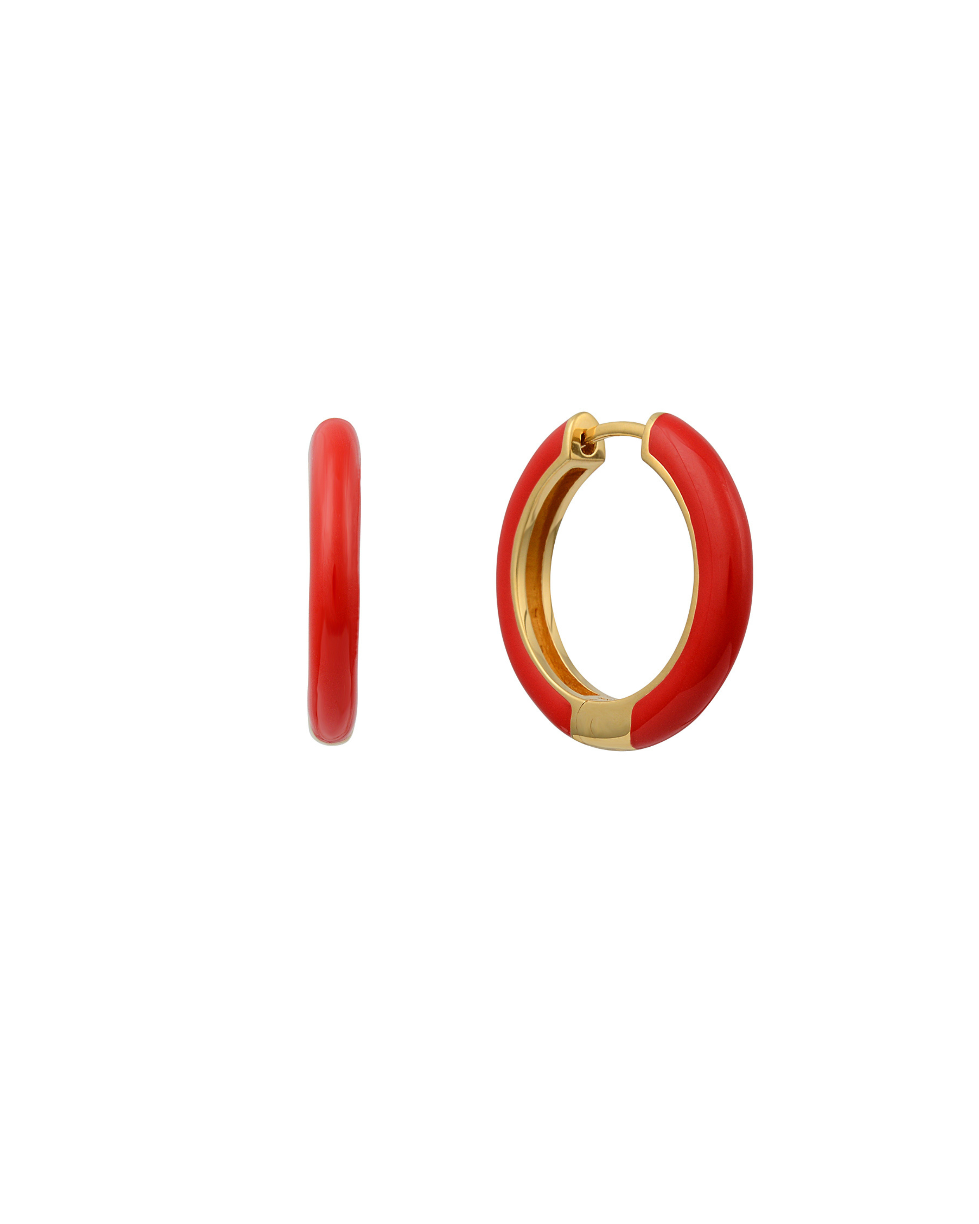 Sener Besim Enamel Hoop Red Earrings