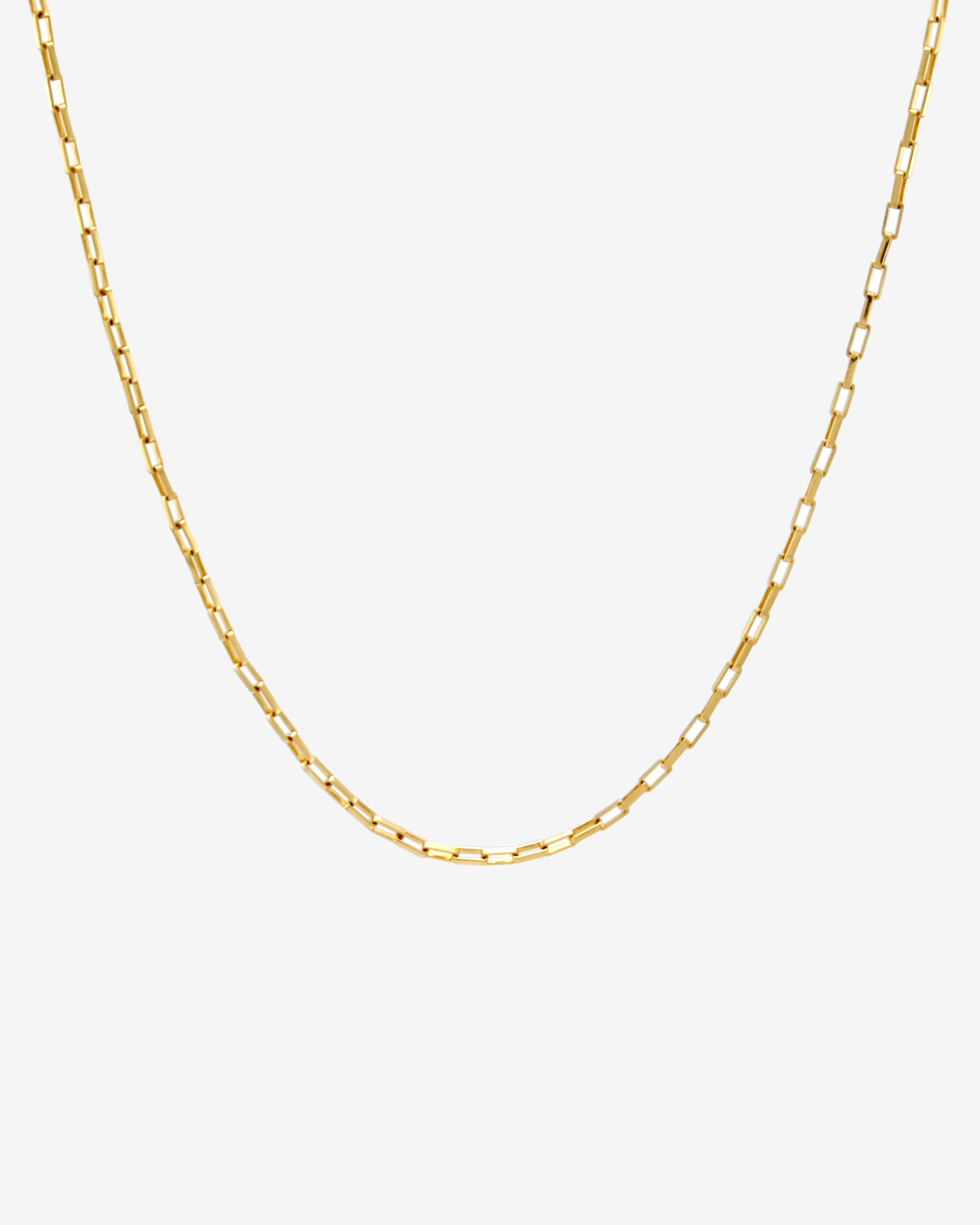 Sener Besim | Long Box Chain Necklace - Gold | Necklaces