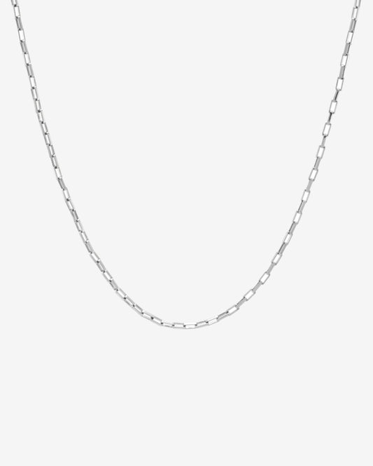 Long Box Chain Necklace - Silver