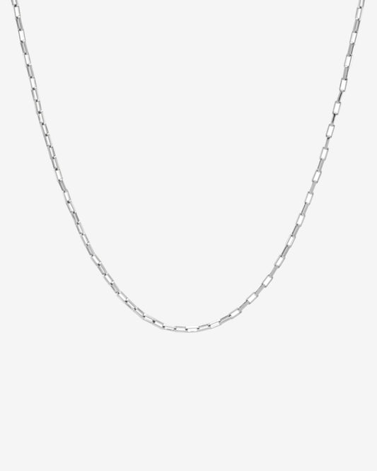 Long Box Chain Necklace - Silver