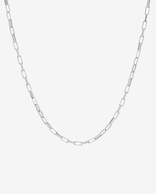 Long Box Chunky Chain Necklace - Silver