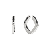 Thick Accent Hoop Earrings - Silver & Onyx