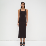 The Twisted Singlet Dress in Black - Front View