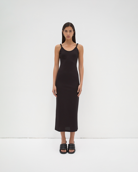 The Twisted Singlet Dress - Black