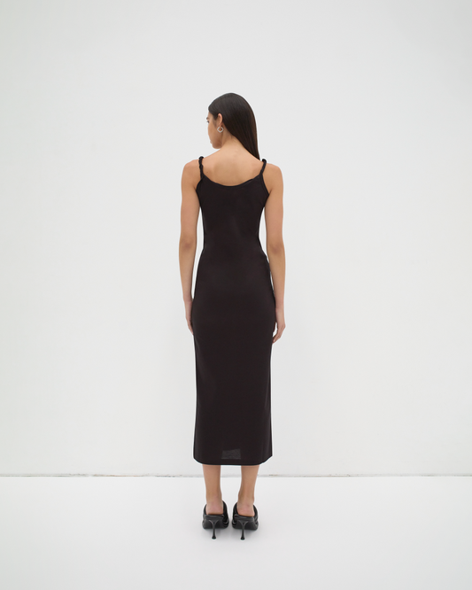 The Twisted Singlet Dress - Black