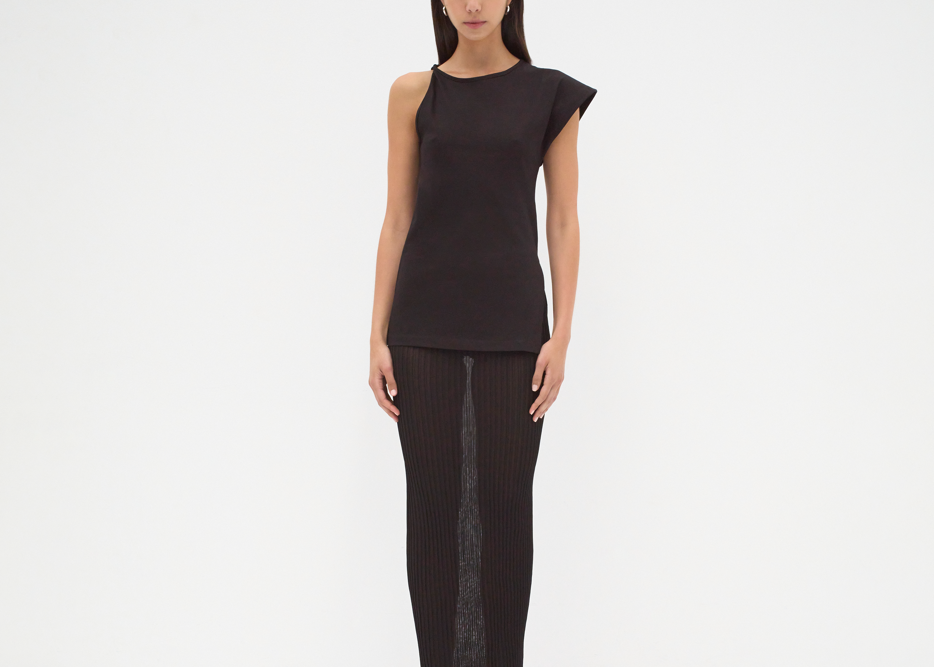 The Asymmetric Tee in Black - Front View