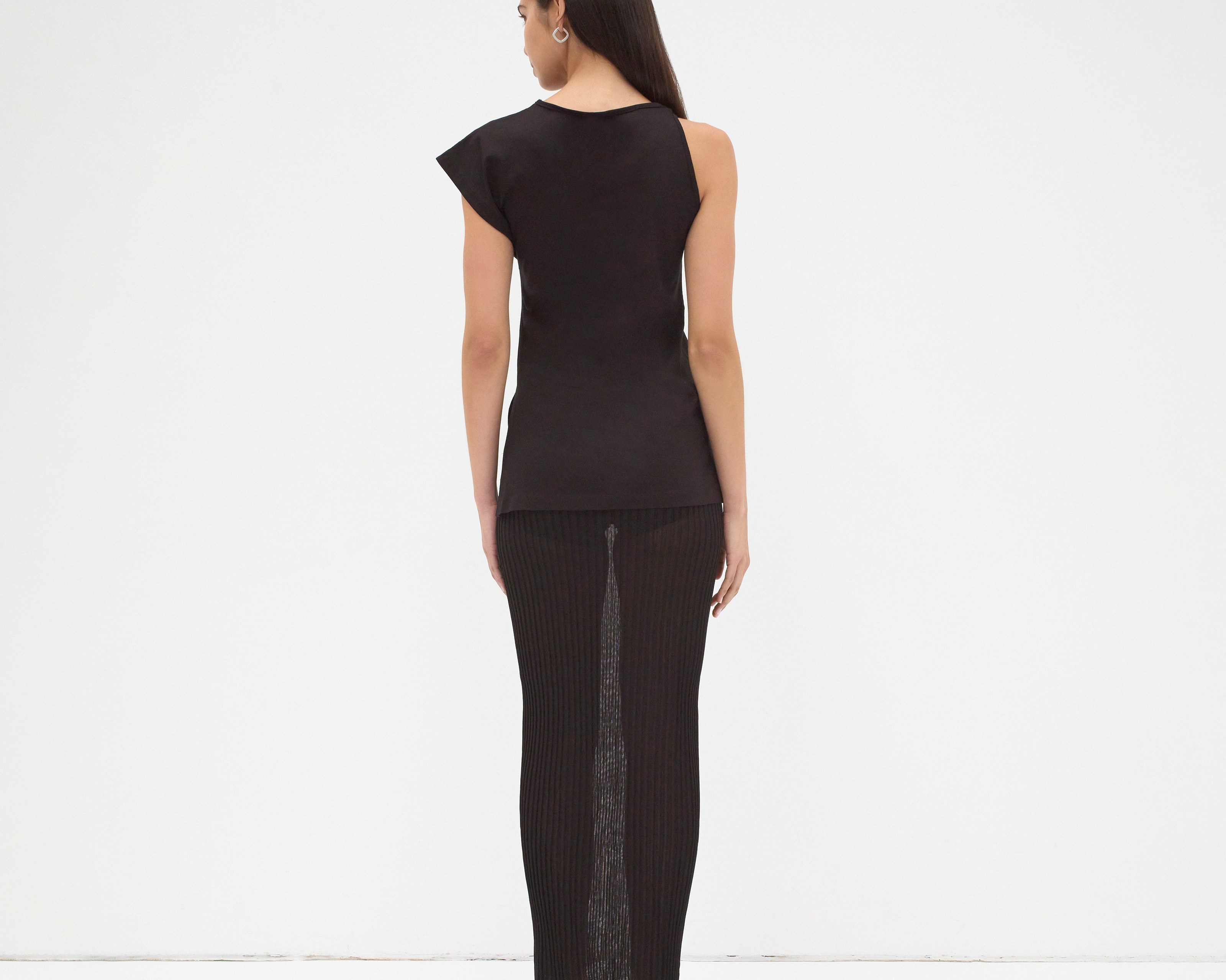 The Asymmetric Tee in Black - Back View