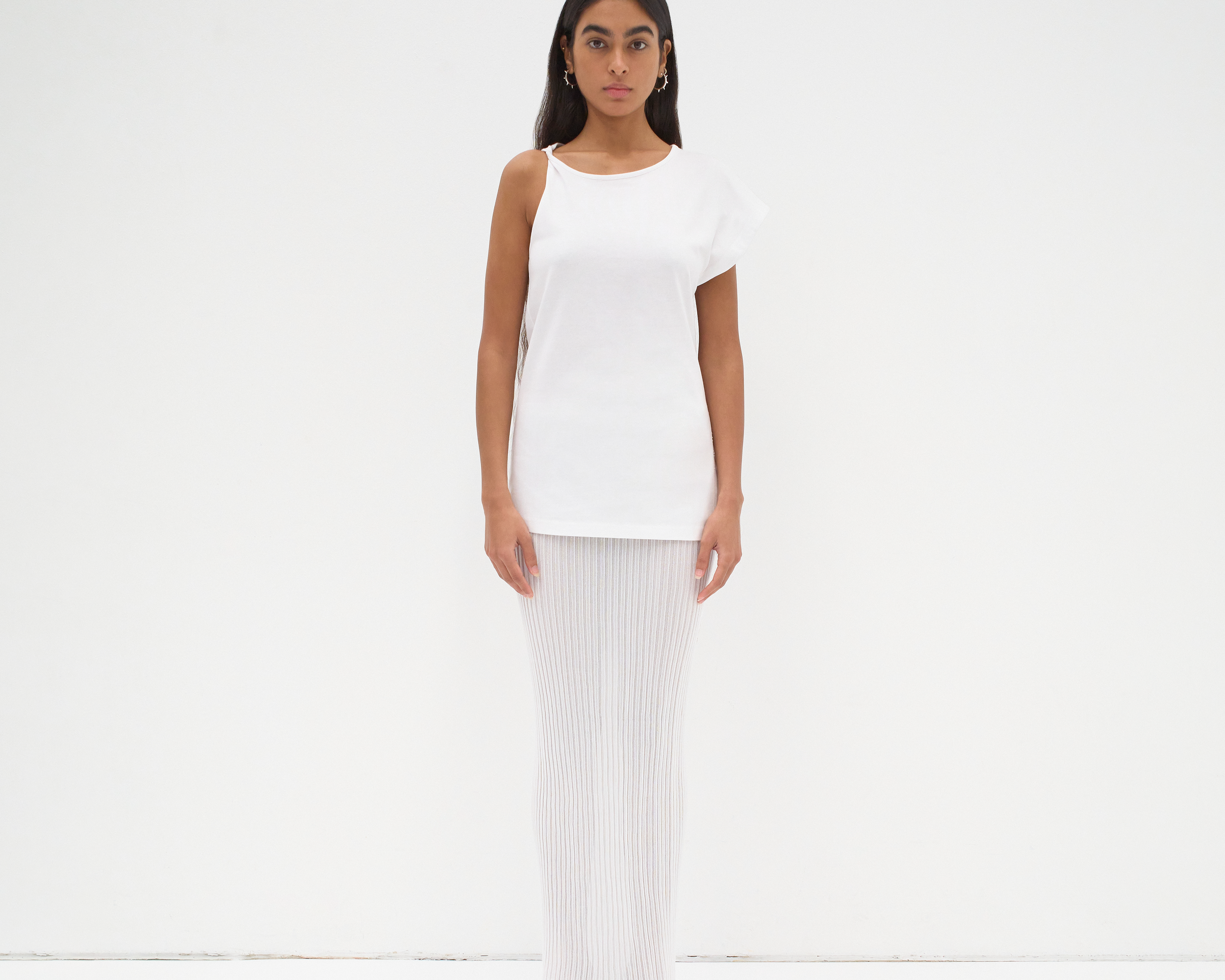 The Asymmetric Tee in White - Front View