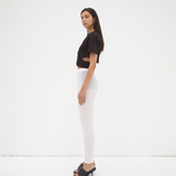 The Cropped Wrap Tee in Black - Side View