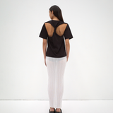 The Twist Back Tee in Black - Front View
