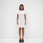 The Mini Open Back Dress in White - Front View