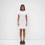 The Mini Open Back Dress in White - Front View