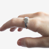 Double Heart Ring in Silver by Sener Besim Sterling Silver