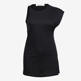 The Asymmetric Tee in Black - Detail View