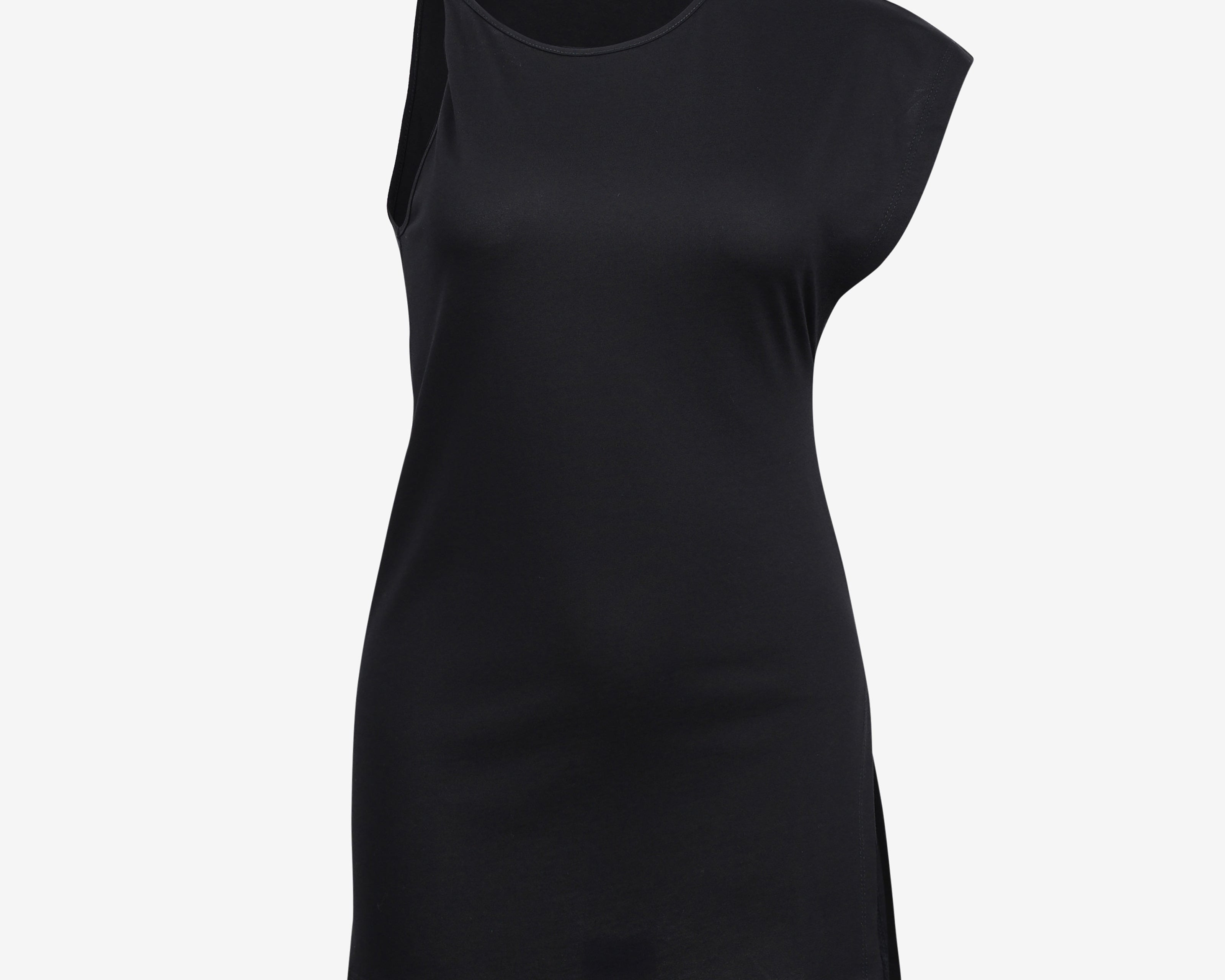 The Asymmetric Tee in Black - Detail View