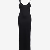 The Twisted Singlet Dress in Black - Detail View