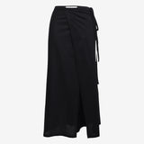 The Long Tie Skirt in Black - Side View