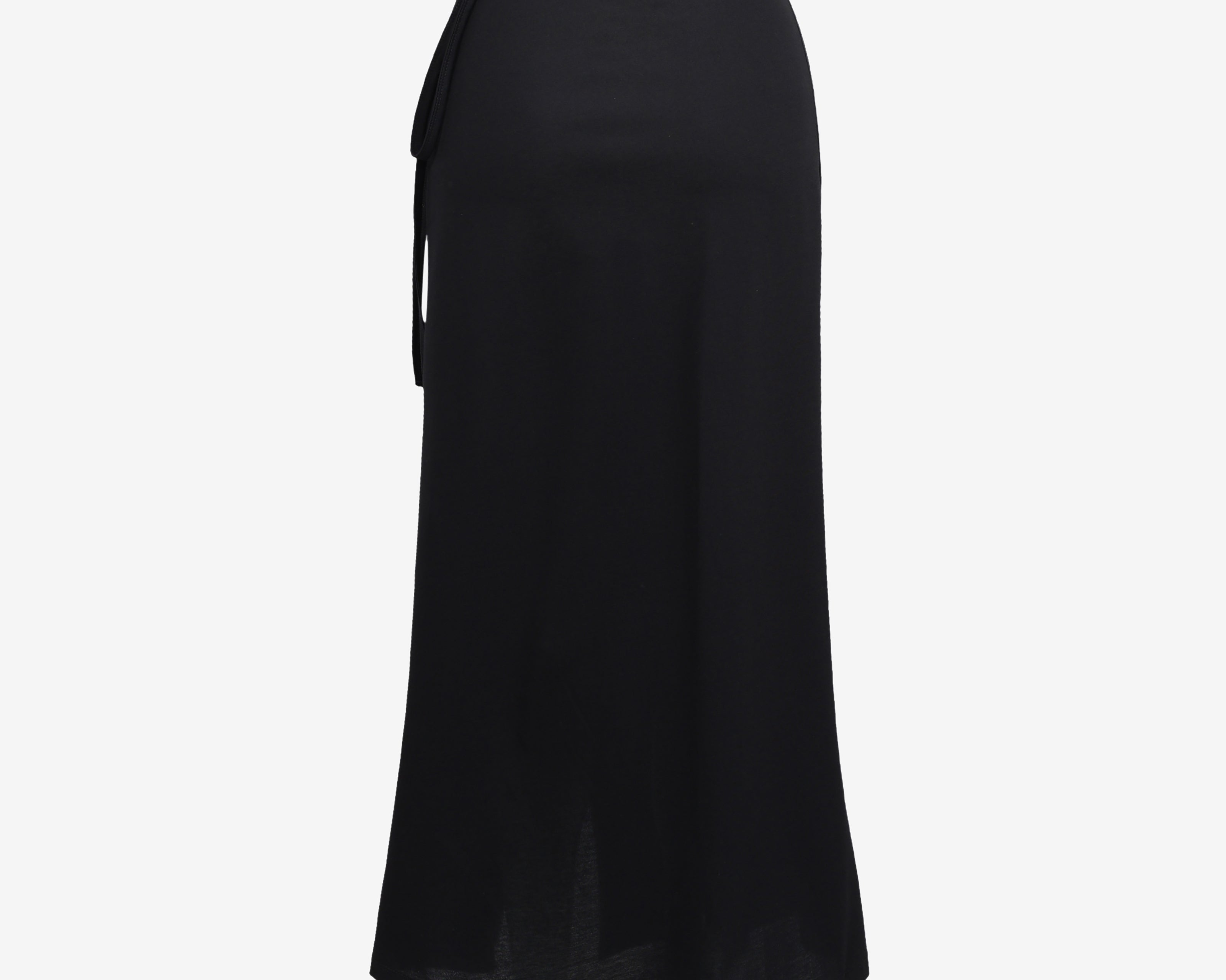 The Long Tie Skirt in Black - Detail View