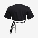 The Cropped Tie Tee in Black - Detail View