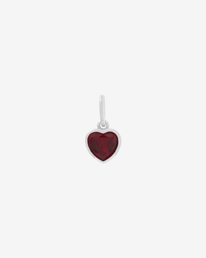 Ruby Love Heart Charm Silver