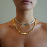 silver cuban link chain necklace choker length