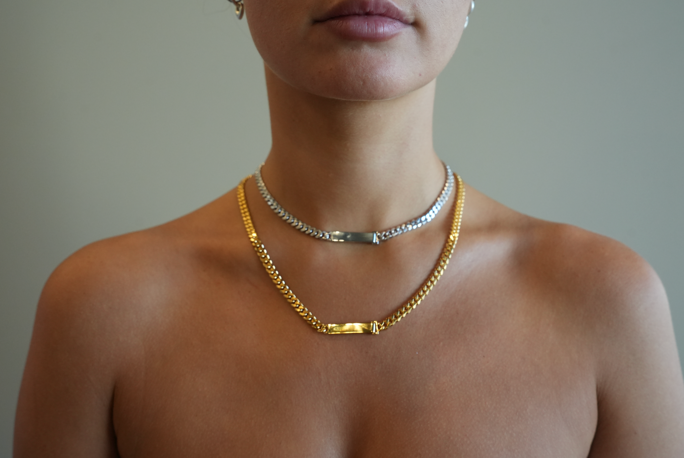 silver cuban link chain necklace choker length