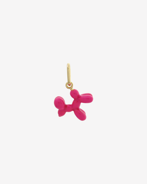 Balloon Dog Charm Electric Pink Enamel Gold