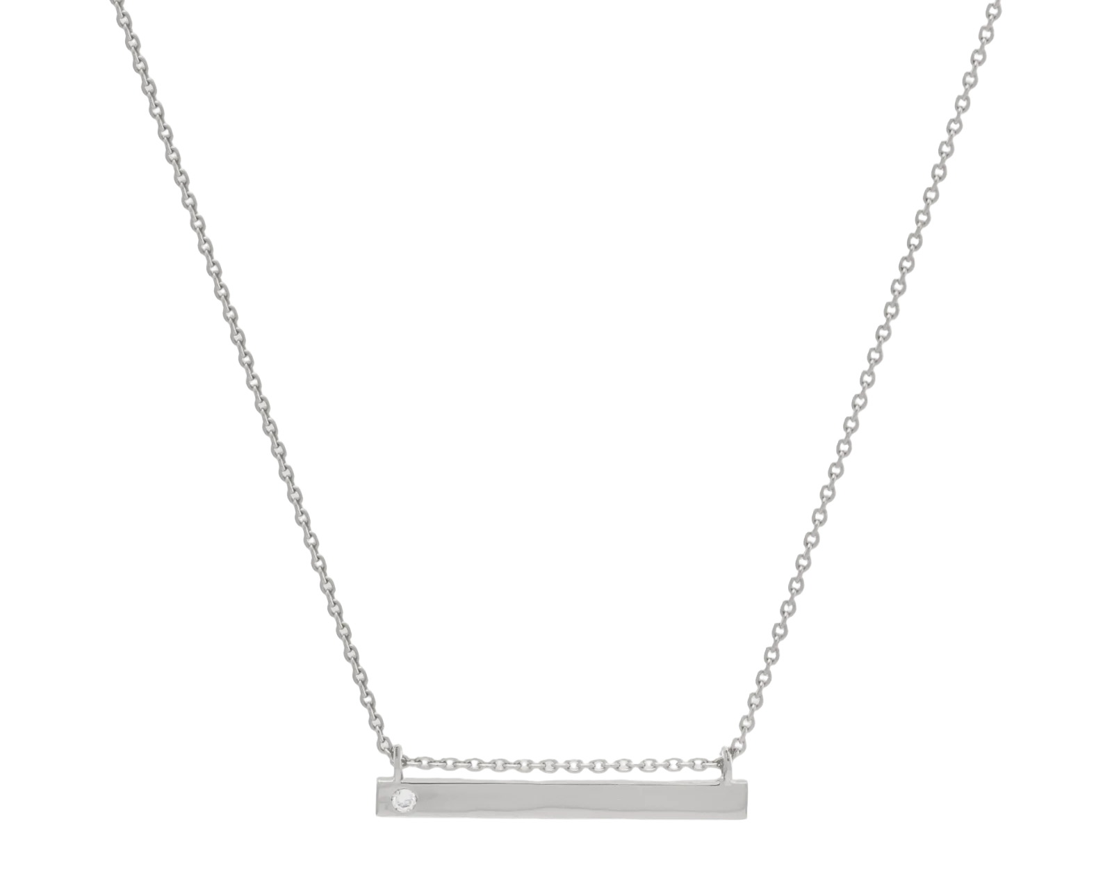 Diamond Bar Necklace in Silver Front View