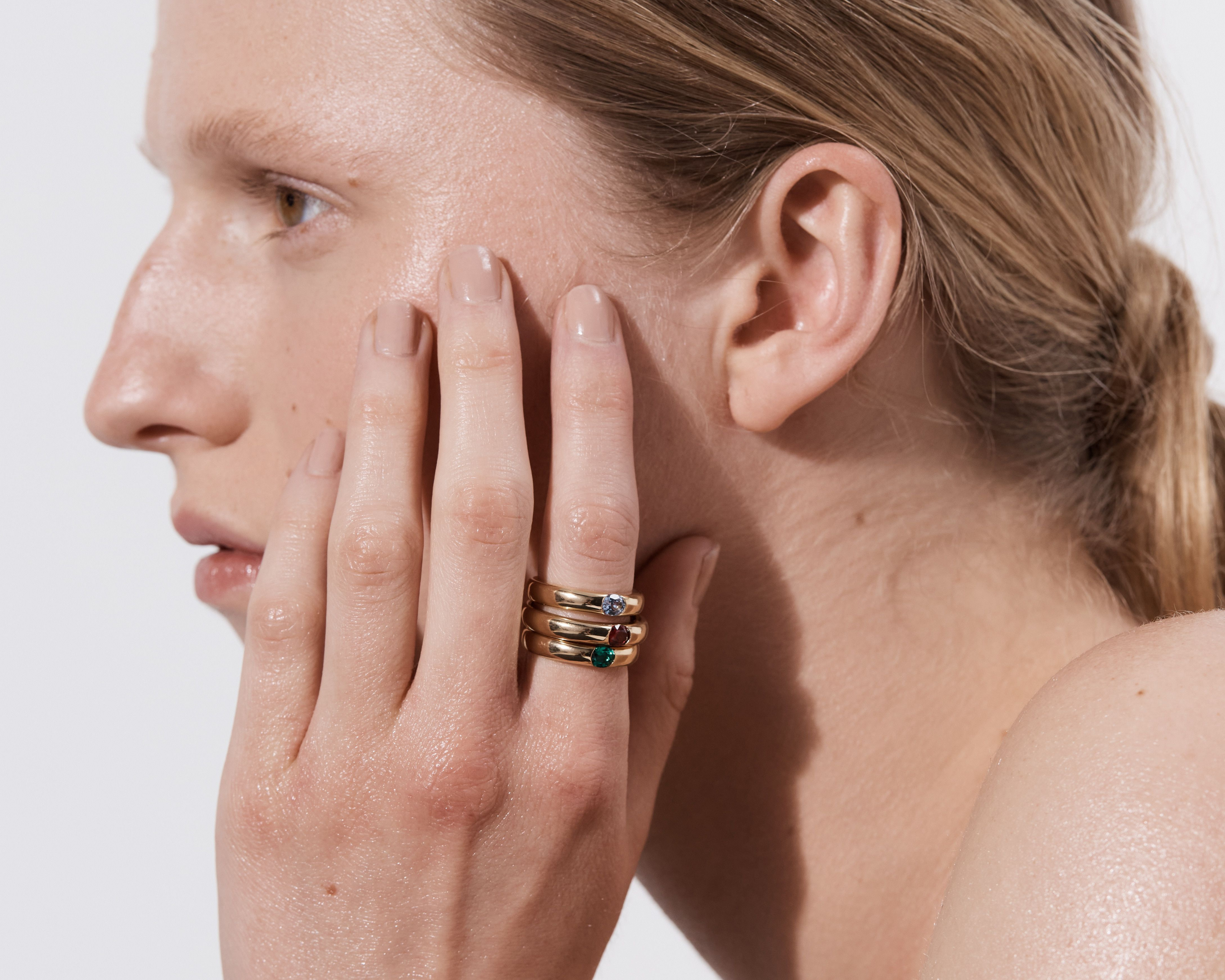 Model wearing Gem RIng by Sener Besim