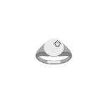 Diamond Signet Ring Silver