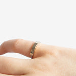 Close up sterling silver ring with diamond sener besim