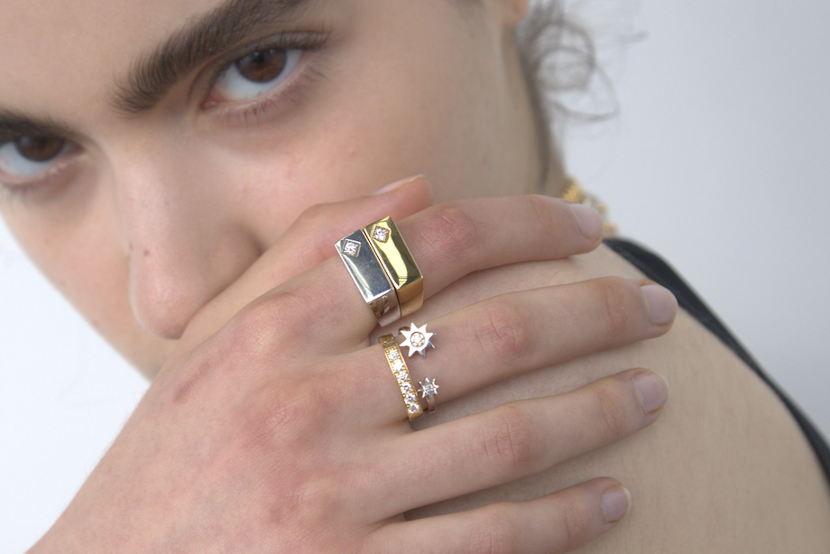 Unisex constellation diamond ring by Sener Besim celestial inspired