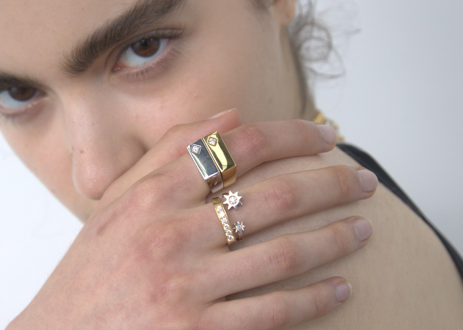 Unisex constellation diamond ring by Sener Besim celestial inspired
