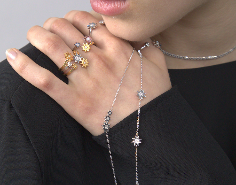 Gold constellation ring by Sener Besim, luxury unisex jewellery
