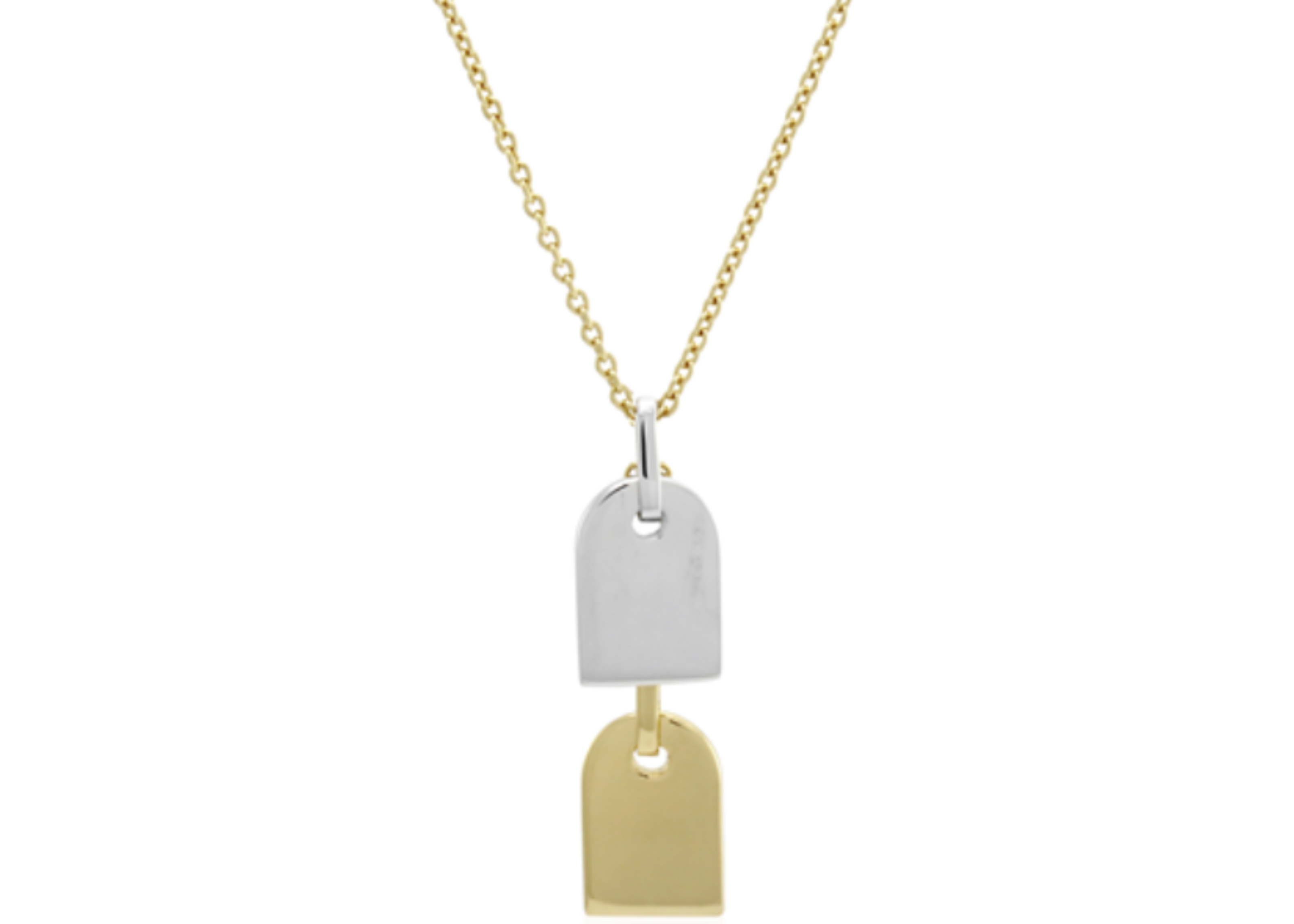 Double Tag Necklace in gold vermeil and rhodium plated sterling silver — Sener Besim