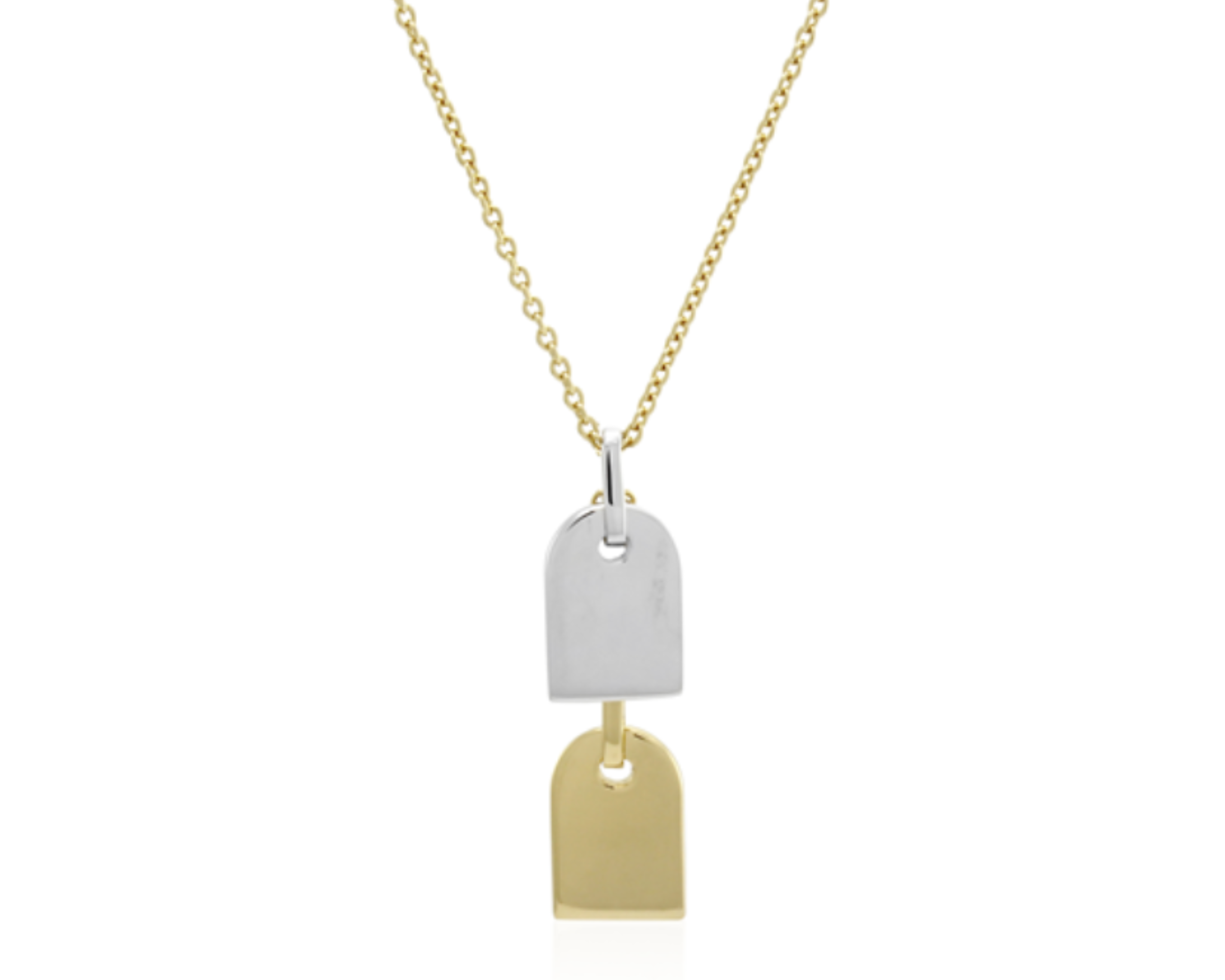 Double Tag Necklace in gold vermeil and rhodium plated sterling silver — Sener Besim