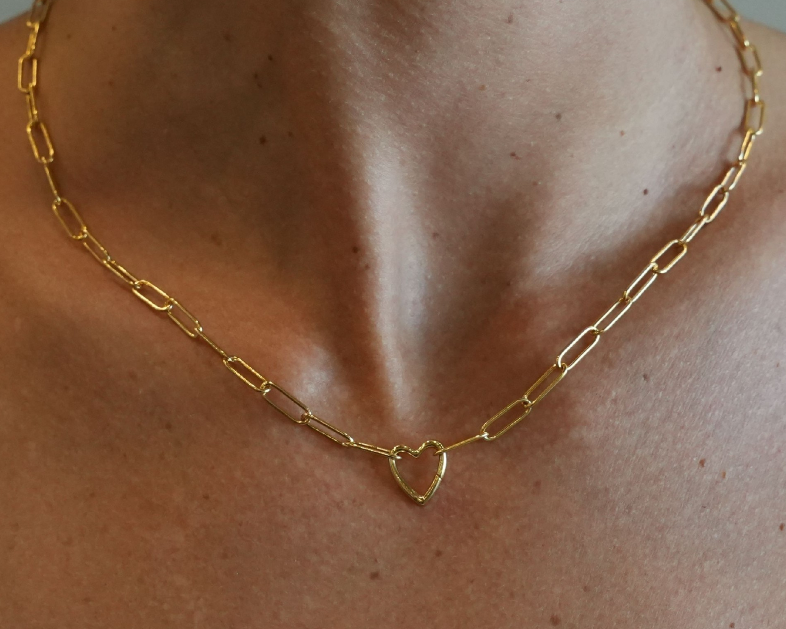 Heart Carabiner styled on a layered necklace — Sener Besim buildable jewellery