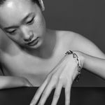 mosaic bracelet on model in silver sener besim
