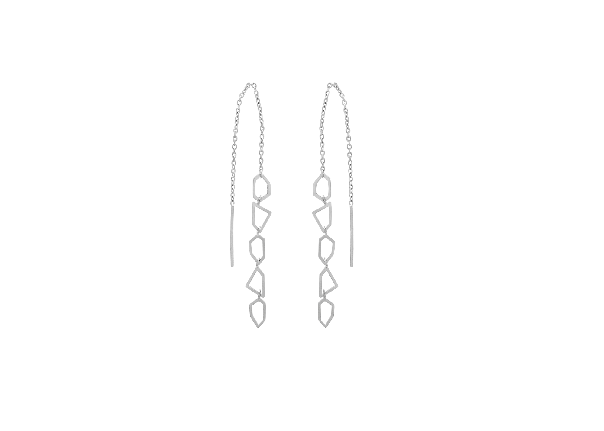 silver geometric threaded earrings sener besim