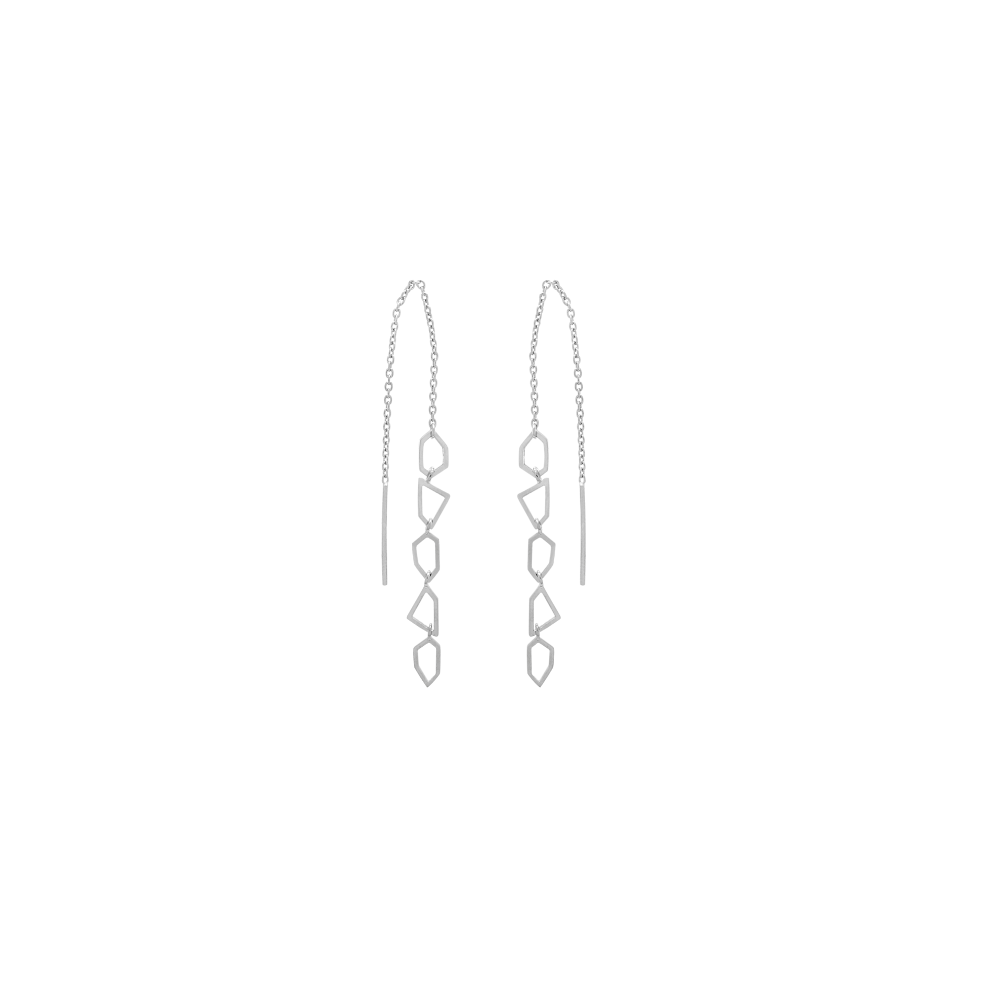 silver geometric threaded earrings sener besim