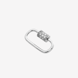 Oval Carabiner with Gems in rhodium plated sterling silver — Sener Besim