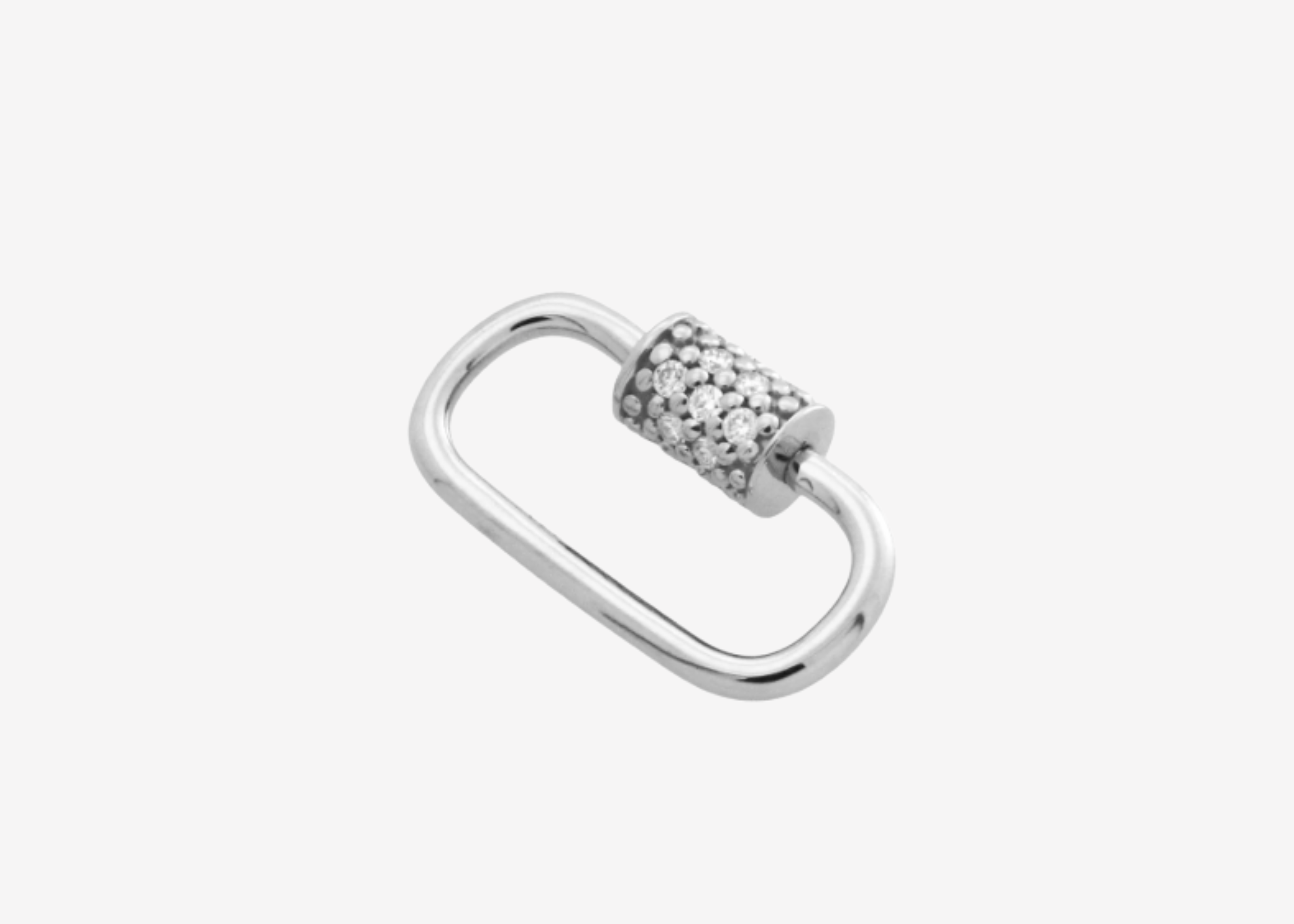 Oval Carabiner with Gems in rhodium plated sterling silver — Sener Besim